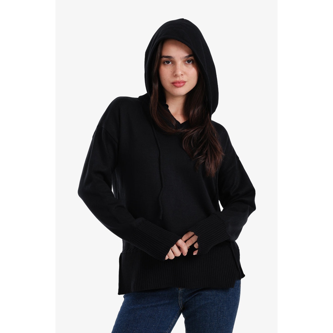 هودي مريح بياقة على شكل حرف V مضلع - 57917