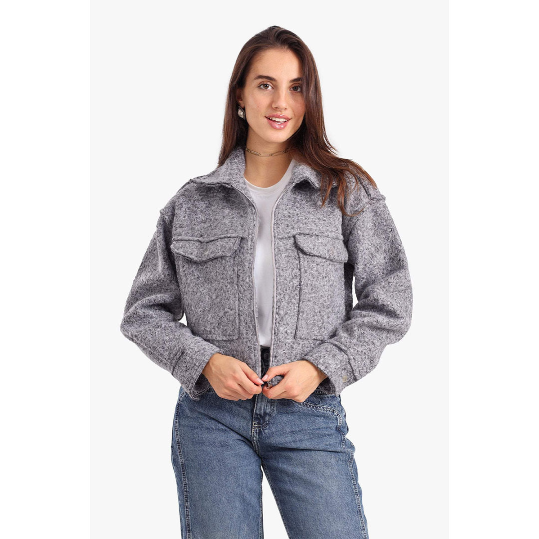 جاكيت قصير من الصوف بسحاب حريمي 58022