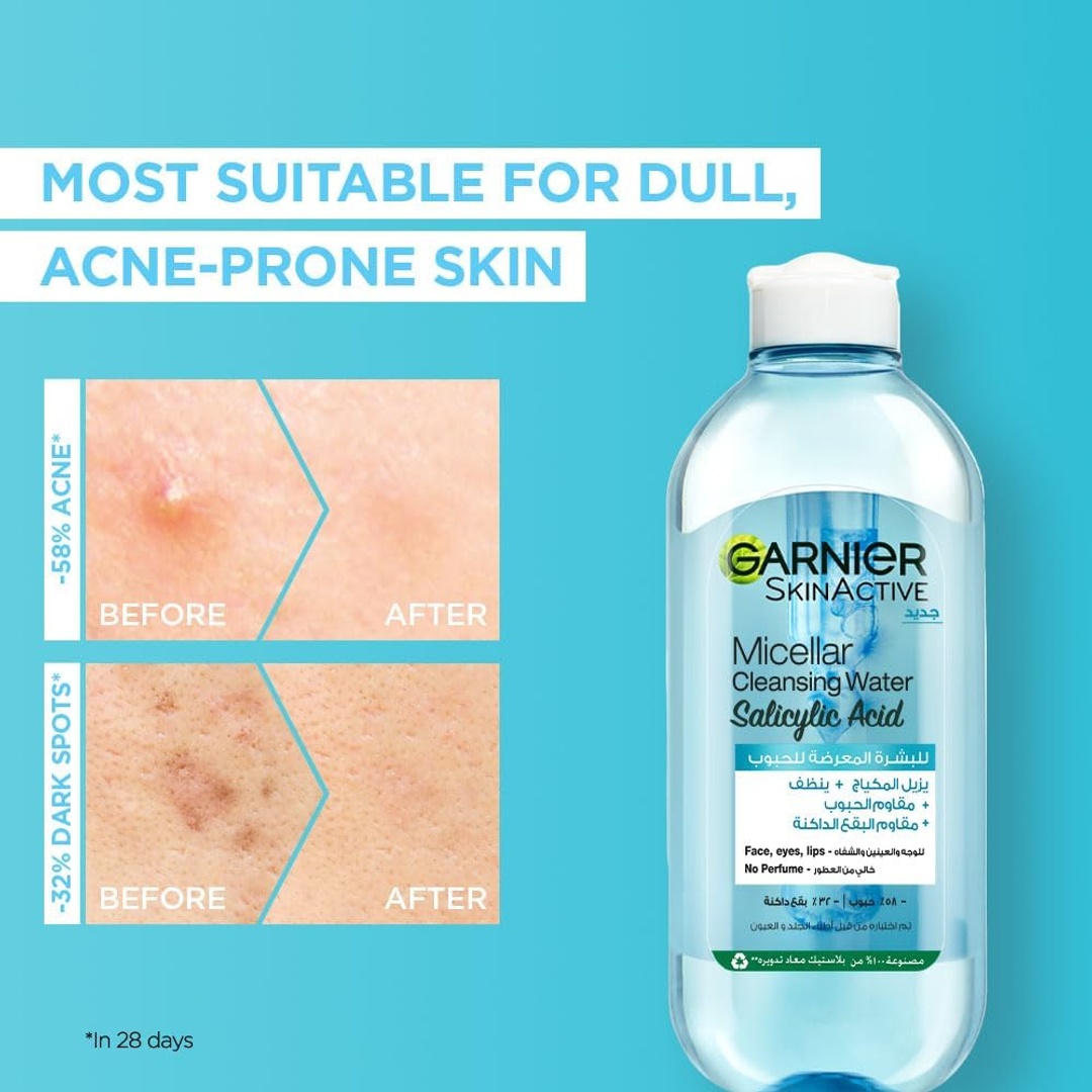 غارنييه سكين أكتيف ماء ميسيلار منظف بحمض الساليسيليك - 400 مل