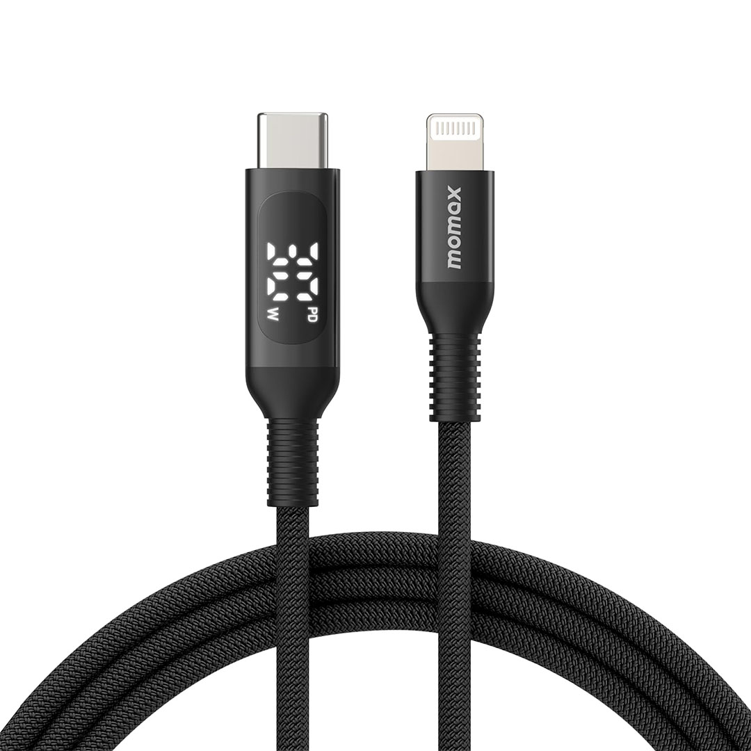كابل Elite بقدرة 30W وطول 1.2 متر USB-C إلى لايتنينج مع شاشة LED - أسود
