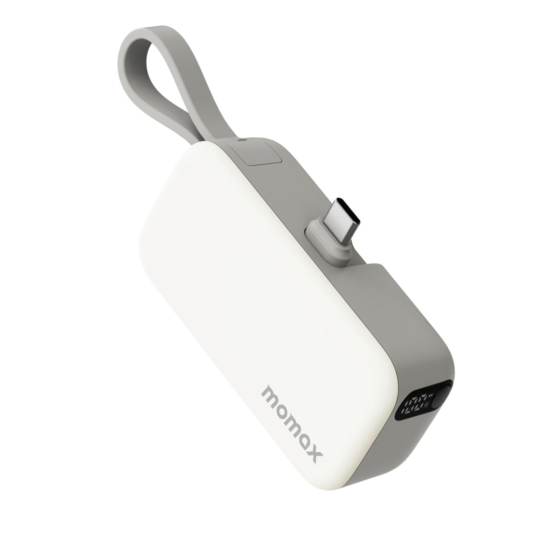 باور بانك Power Mini سعة 5000mAh مع موصل USB-C قابل للطي - أبيض