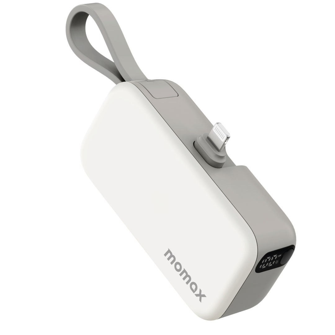 باور بانك Power Mini سعة 5000mAh مع موصل لايتنينج قابل للطي - أبيض