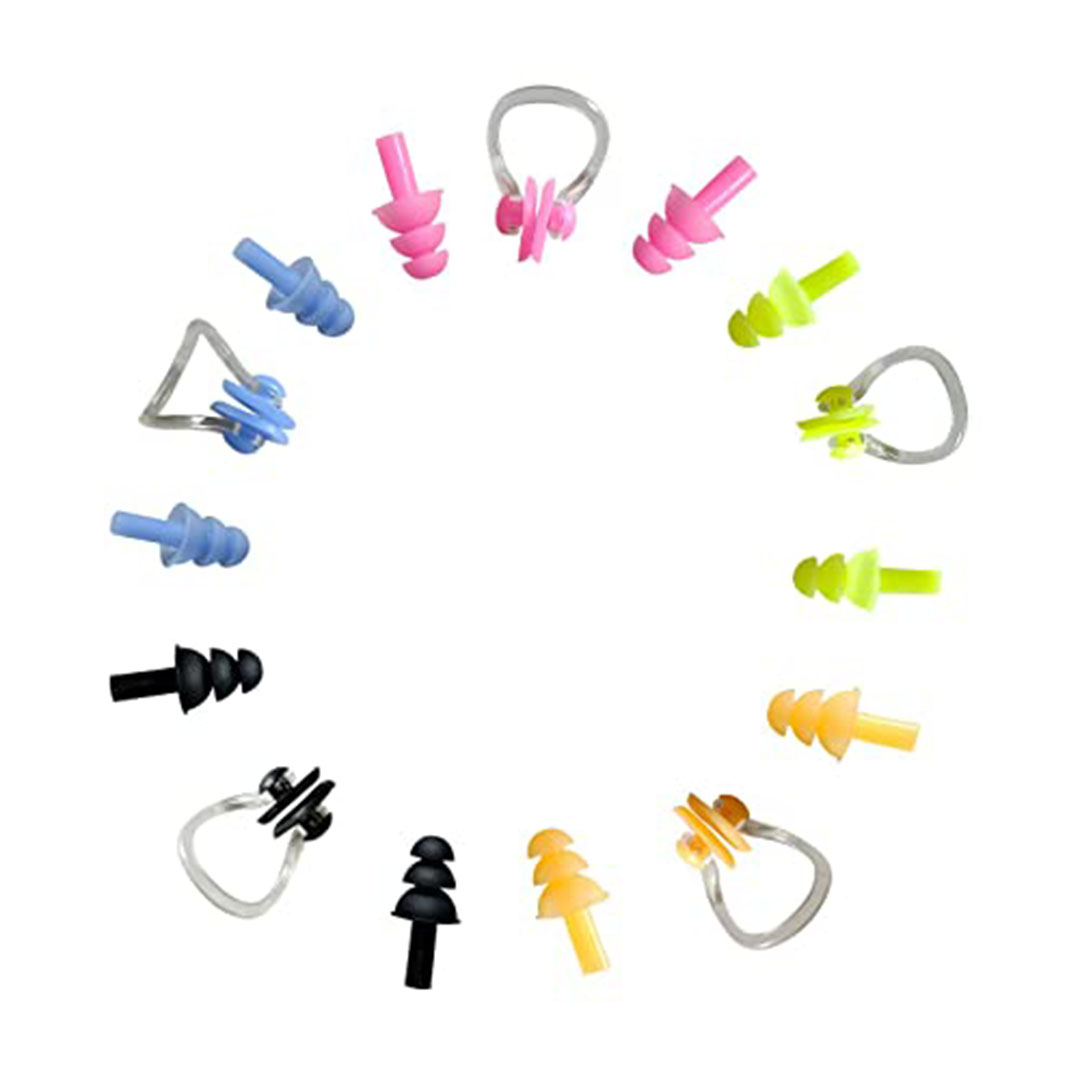 مجموعة مشابك أنف وسدادات أذن من السيليكون للسباحة