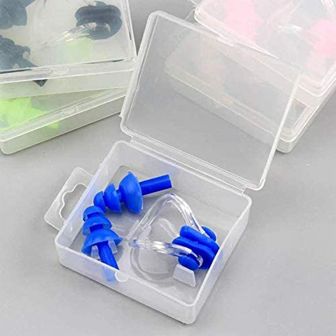 طقم مشابك انف وسدادات اذن للسباحة - أزرق