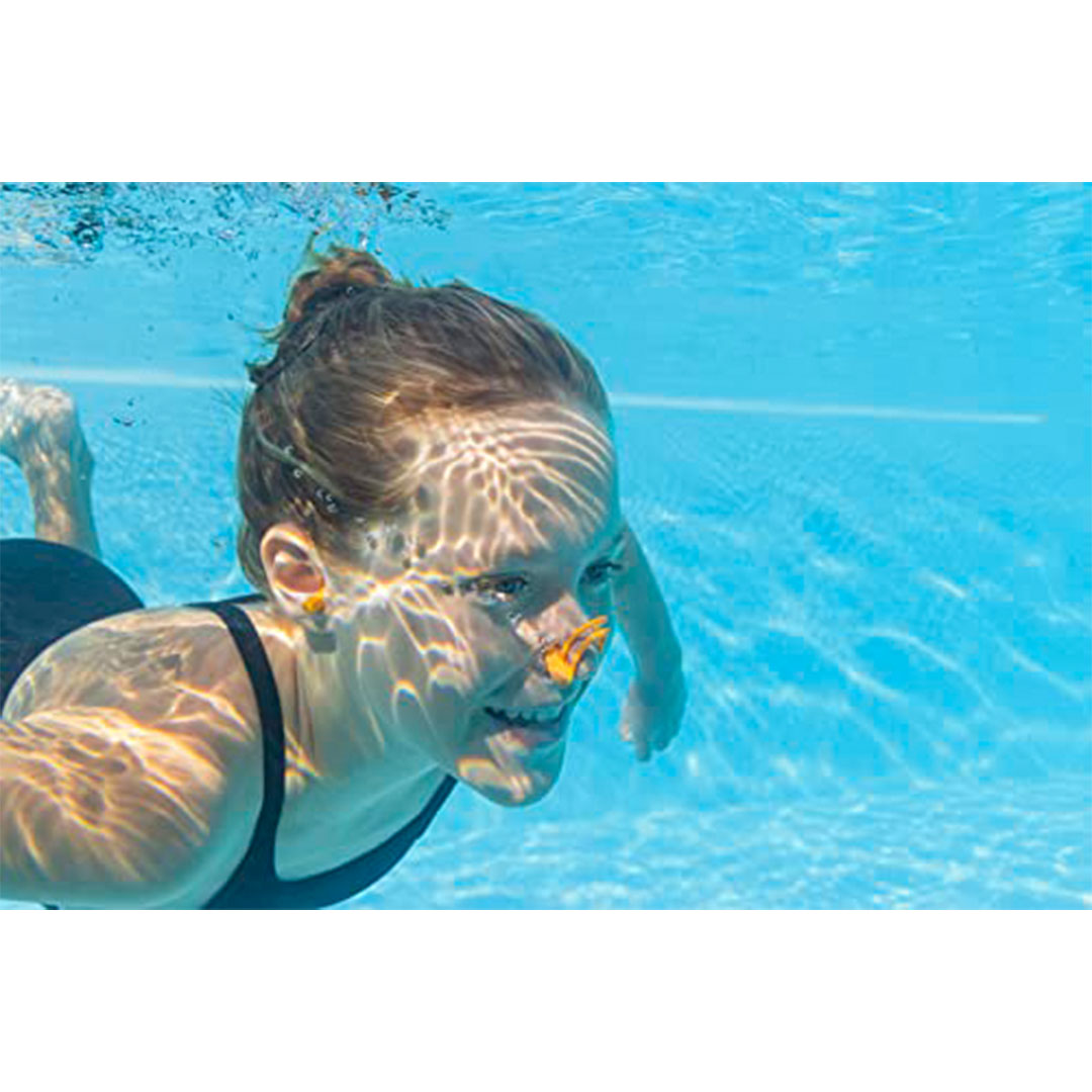 مشبك الأنف وسدادات الأذن للأطفال والكبار - برتقالي