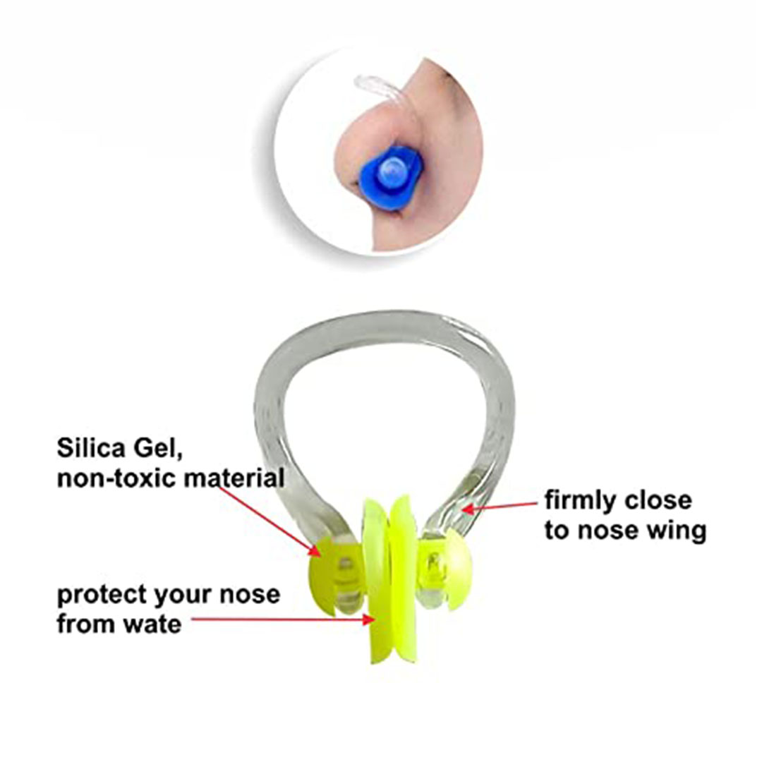 مجموعة مشابك أنف وسدادات أذن من السيليكون للسباحة