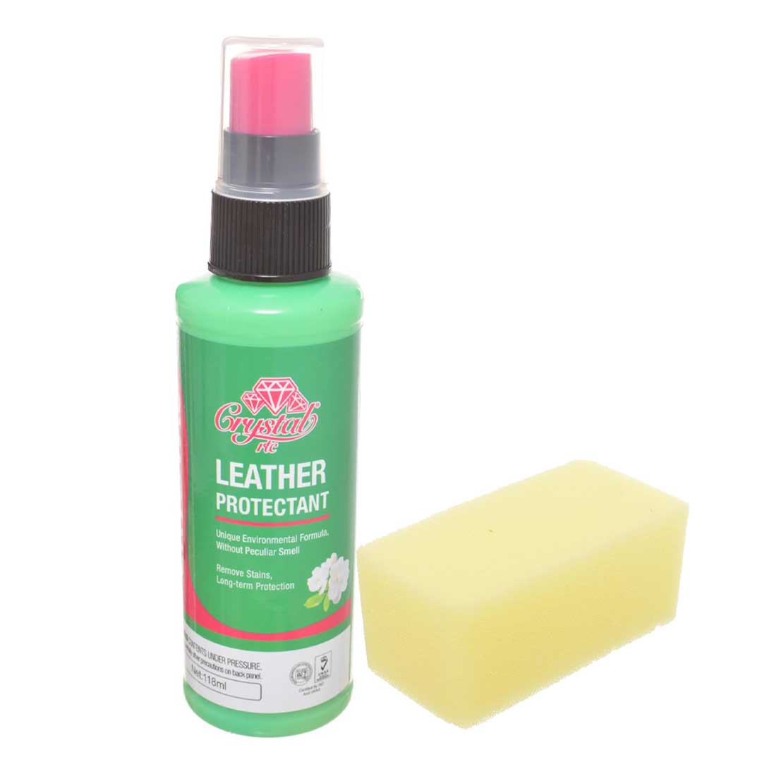 بخاخ منظف وملمع جلد مقعد السيارة مع اسفنجة تنظيف رائحة الياسمين من كريستال - 118 مل