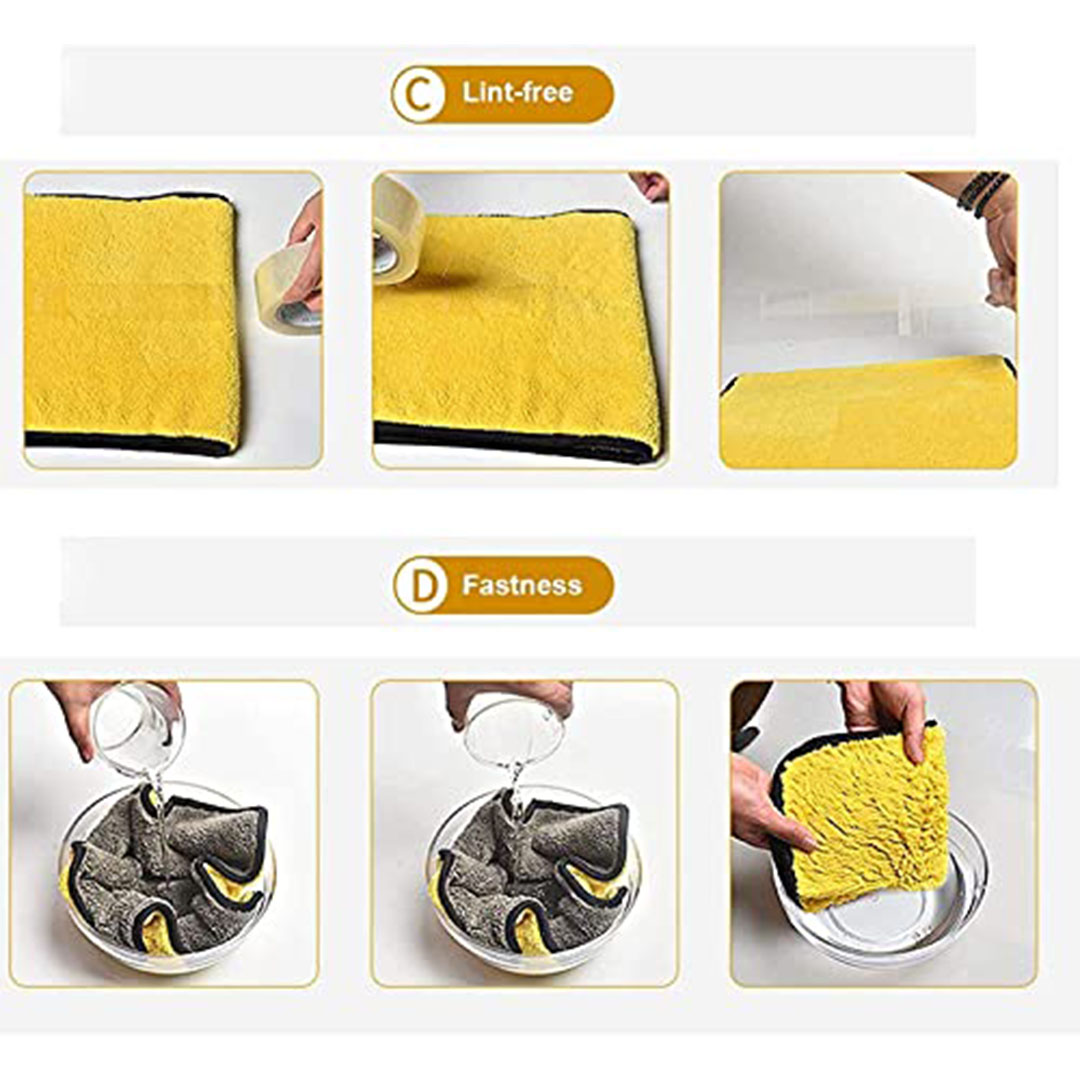 فوطة تجفيف سيارة مايكروفايبر قوية الامتصاص - 40*30 سم - 3 قطع