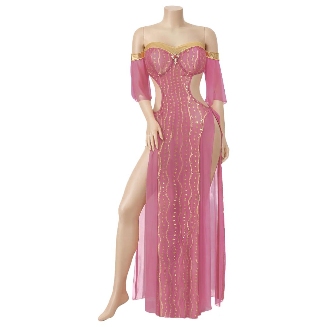 قميص نوم طويل مفتوح من الخصر والاطراف - 2 قطعة - 1052