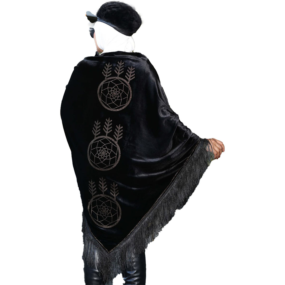 شال بتطريز دريم كالتشر قطيفه - أسود