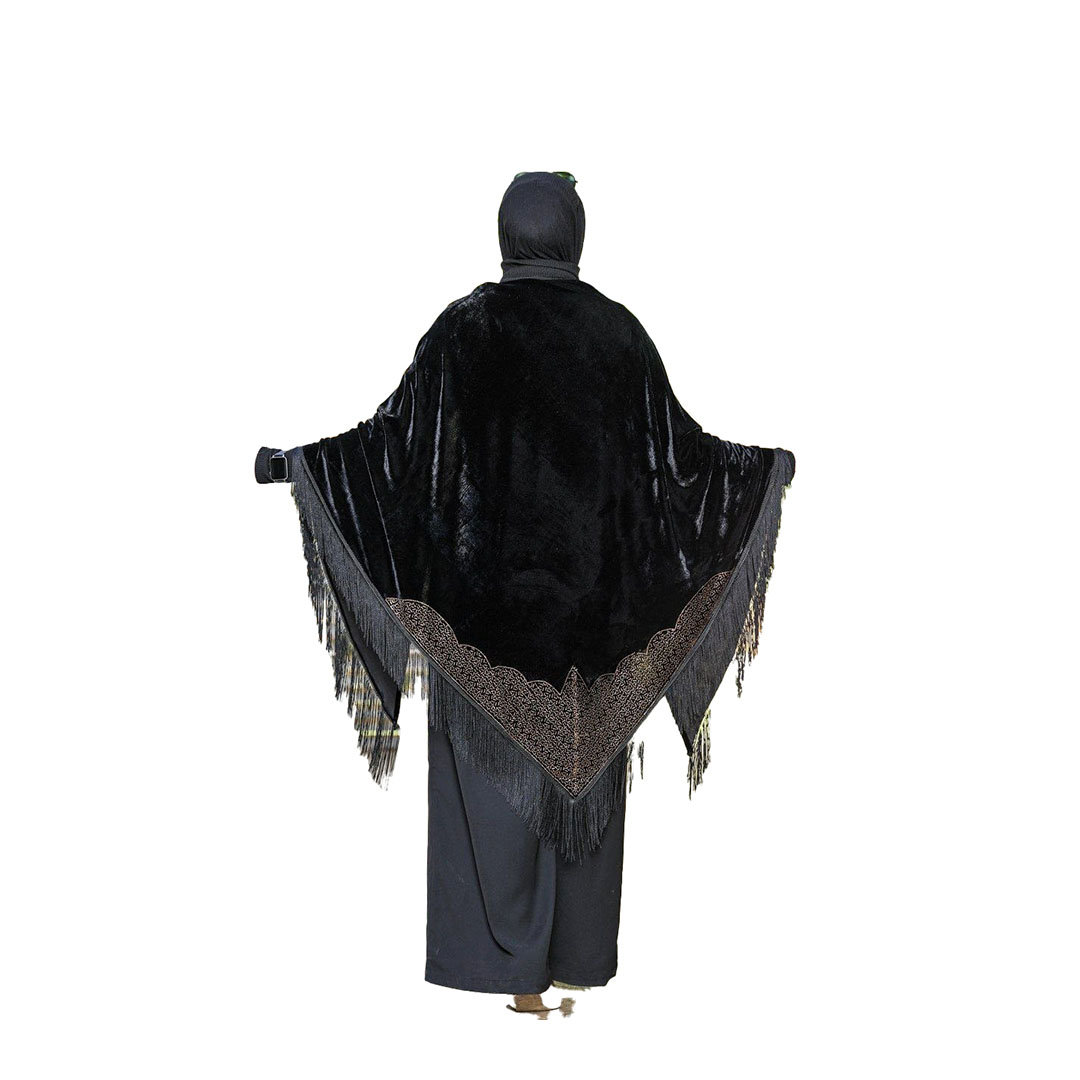 شال بتطريز وتصميم بسيط وراقي قطيفه - أسود