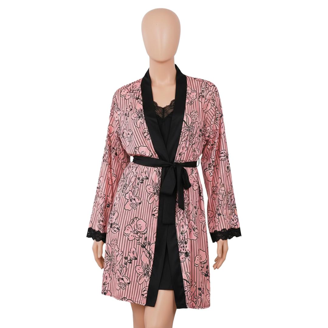 طقم رووب و قميص نوم قصير و حزام - 3 قطع - 228