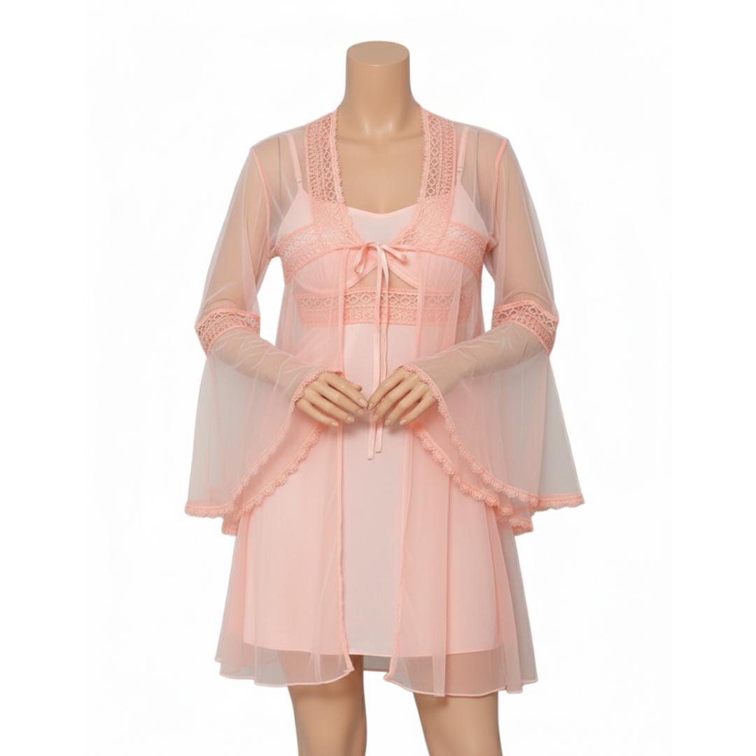 طقم رووب قميص ستان و رووب دانتيلا و حزام - 3 قطع - 239