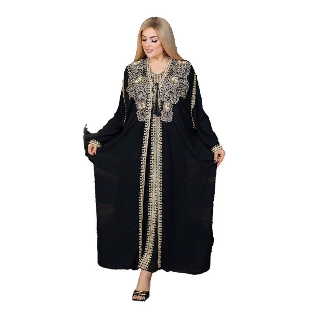 عباية شيفون قطعتين بحزام حريمي 514