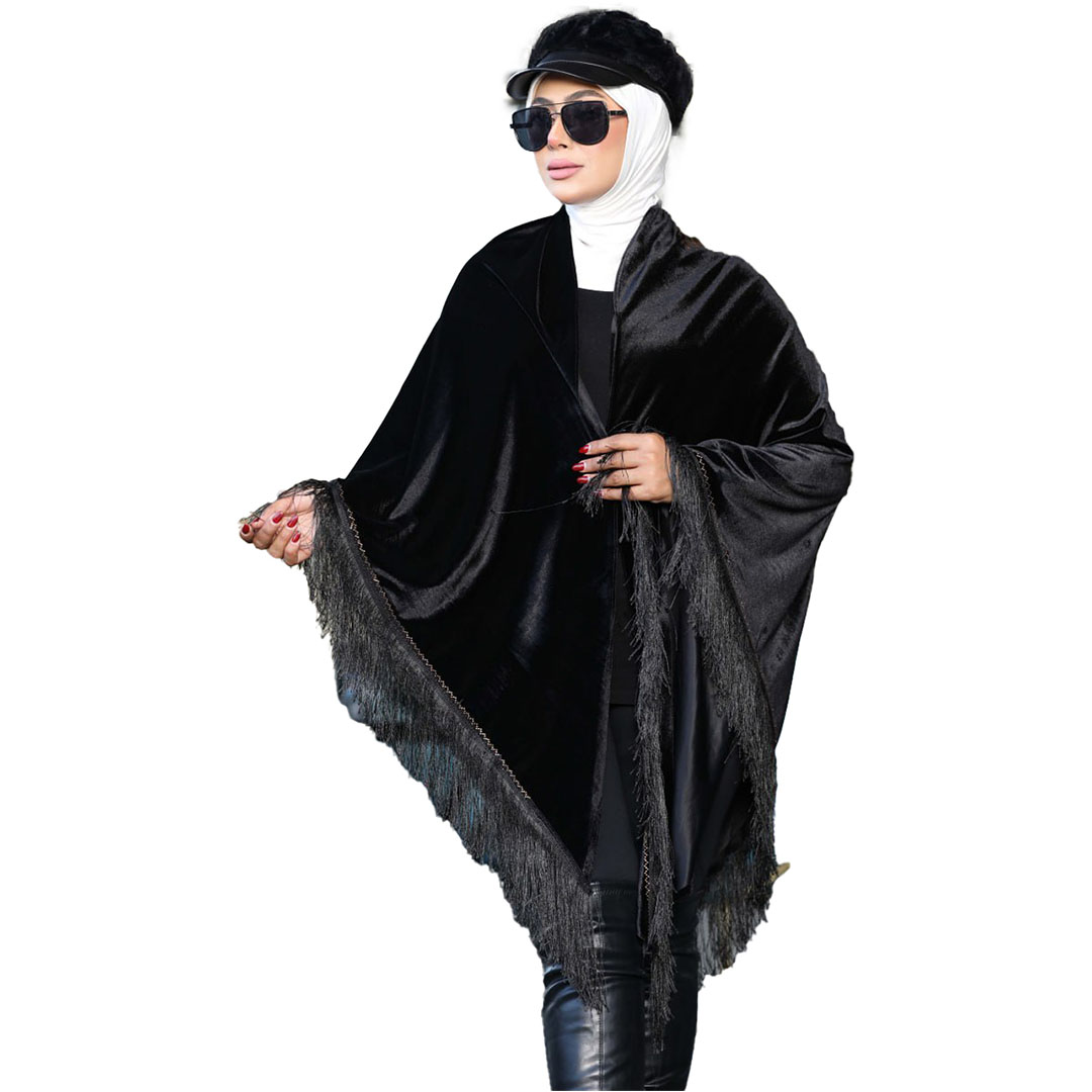 شال بتطريز دريم كالتشر قطيفه - أسود