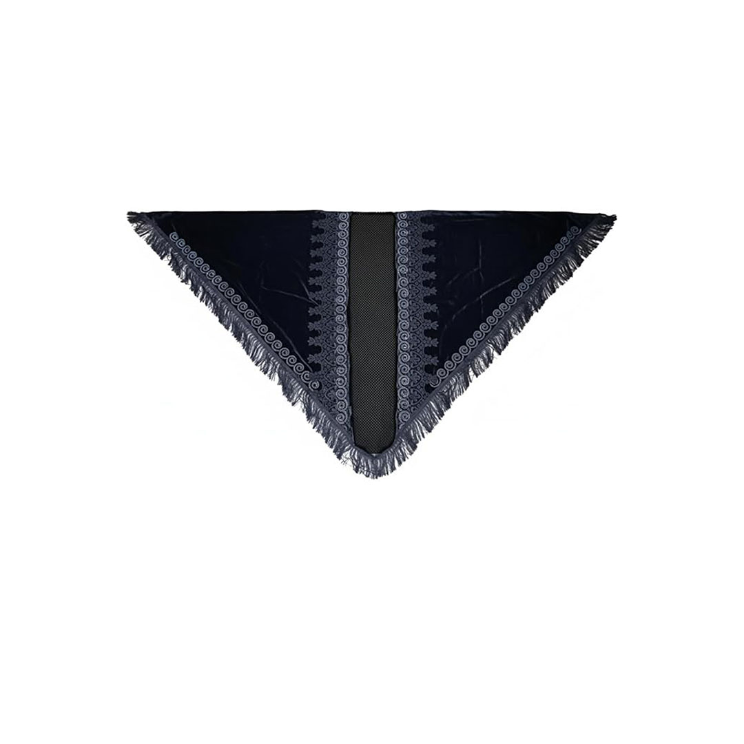 شال بتطريز  دوائر حلزونيه قطيفه - أسود