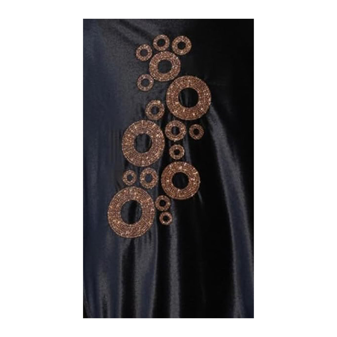 شال بتطريز دوائر قطيفه -أسود