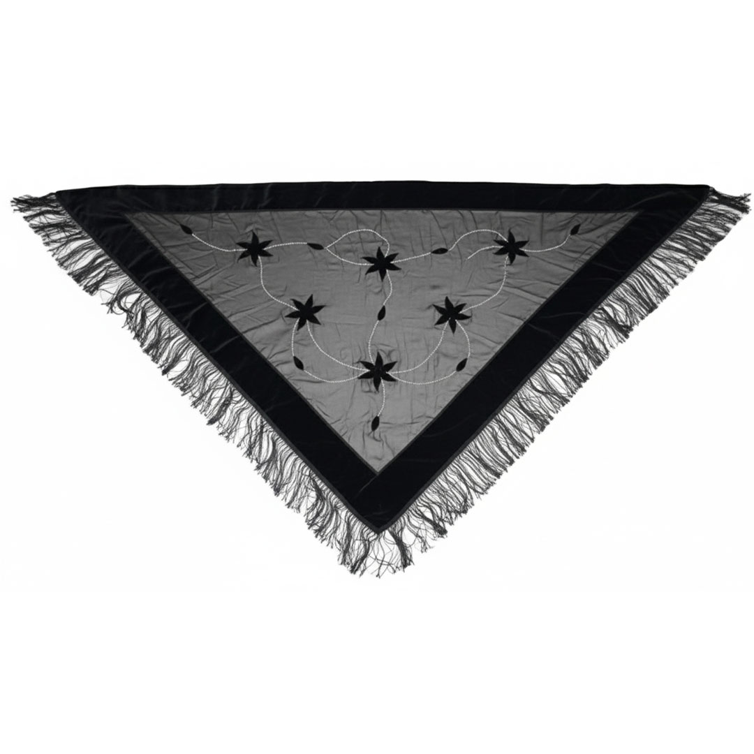 شال قطيفه  تطريز فضي - أسود