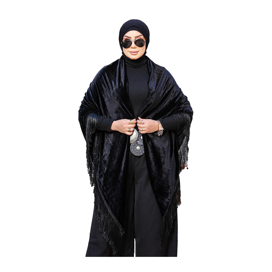 شال قطيفه  تطريز استرس - أسود