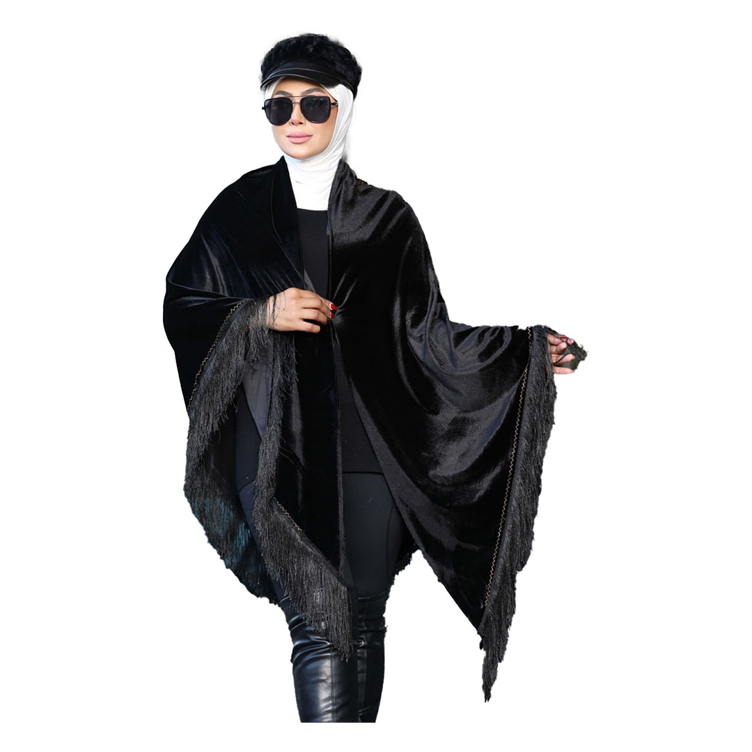 شال بتطريز دريم كالتشر قطيفه - أسود