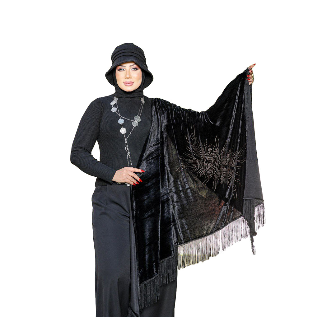 شال قطيفه  استراس دهبي يشبه انفجاراً نجمياً- أسود