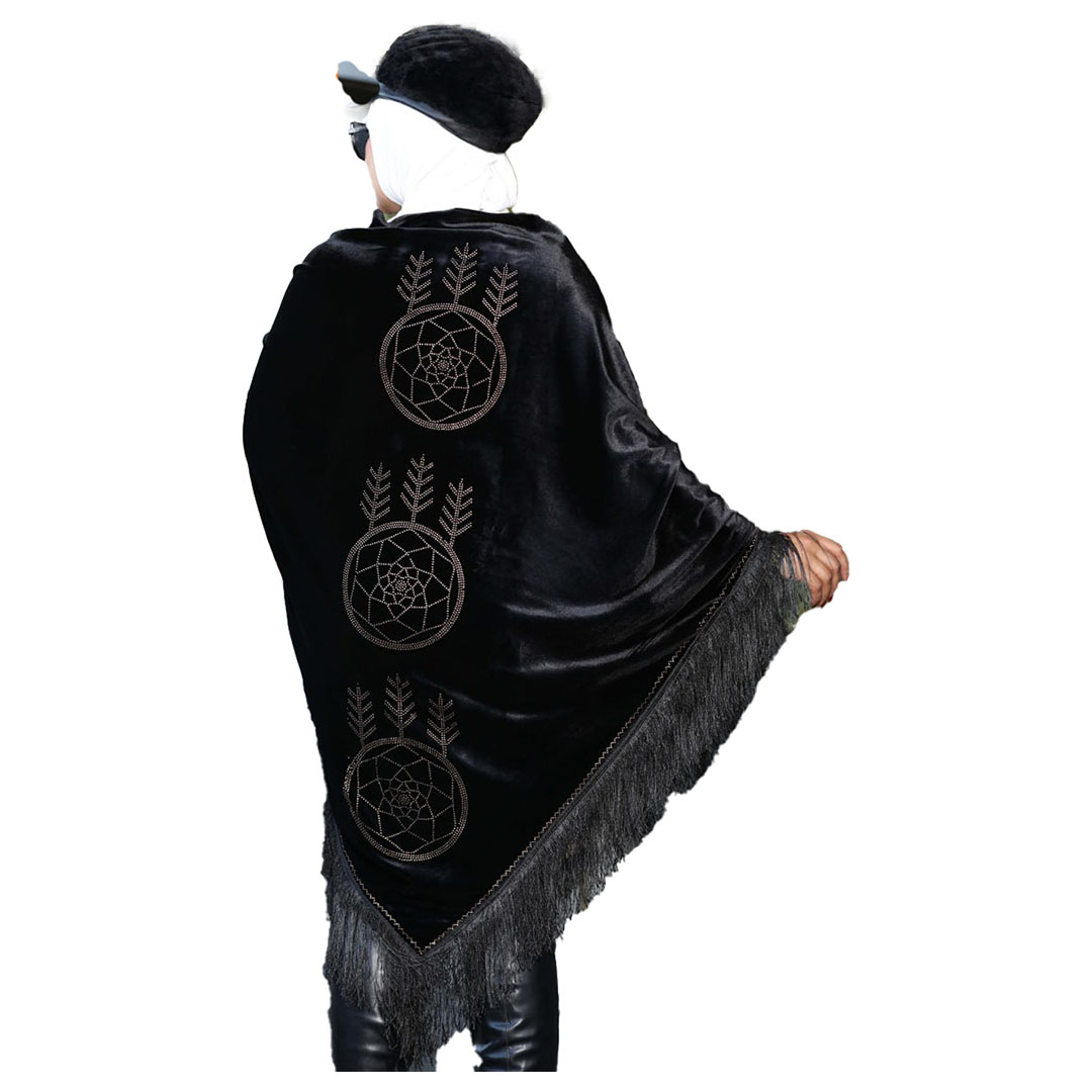 شال بتطريز دريم كالتشر قطيفه - أسود