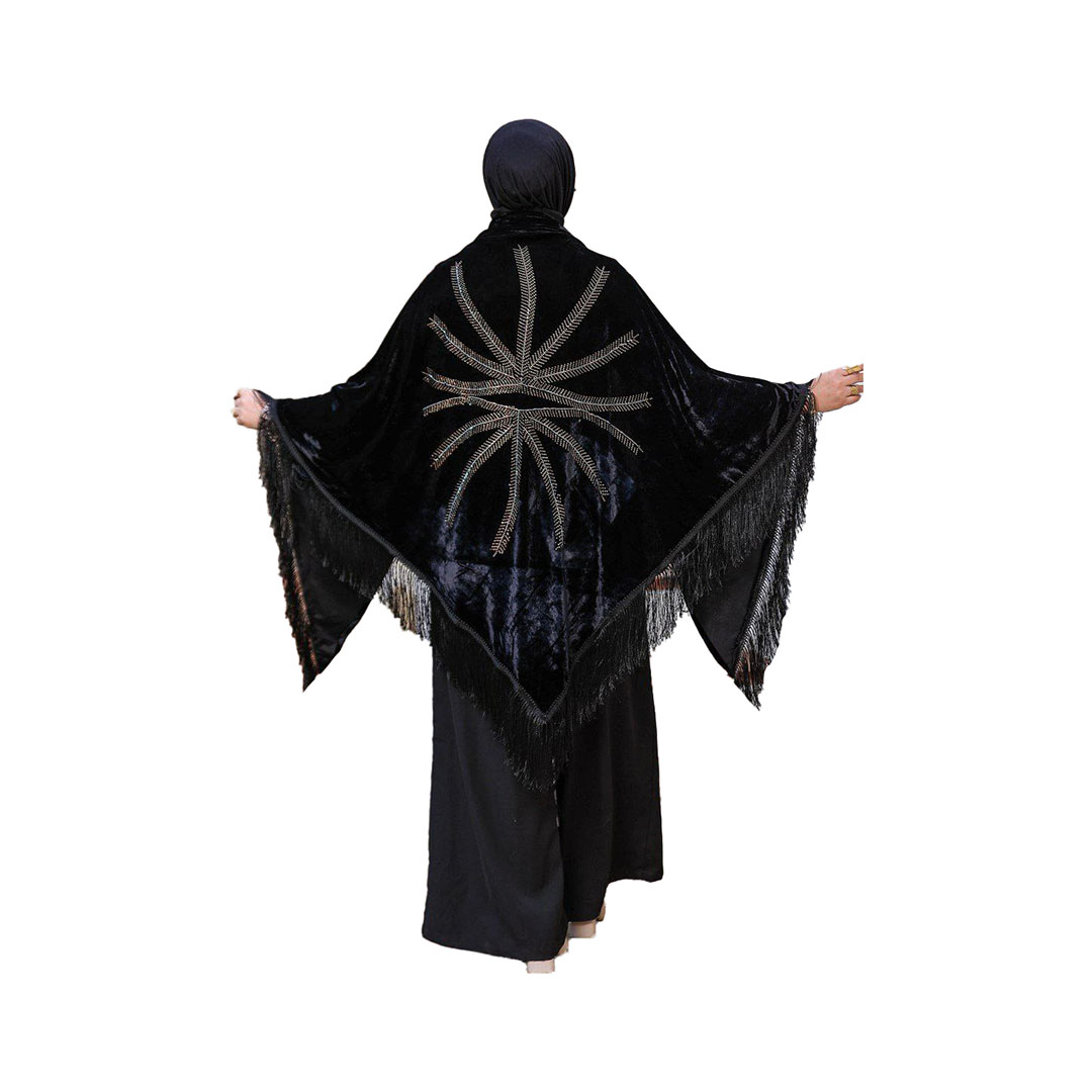 شال قطيفه  تطريز استرس - أسود