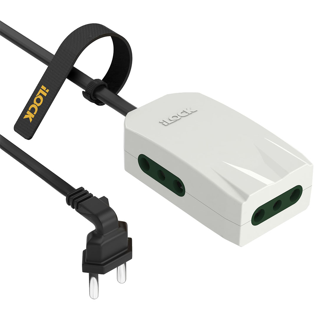 iLOCK مشترك صغير عالي الجودة 3 مداخل، كابل 3 متر - أبيض