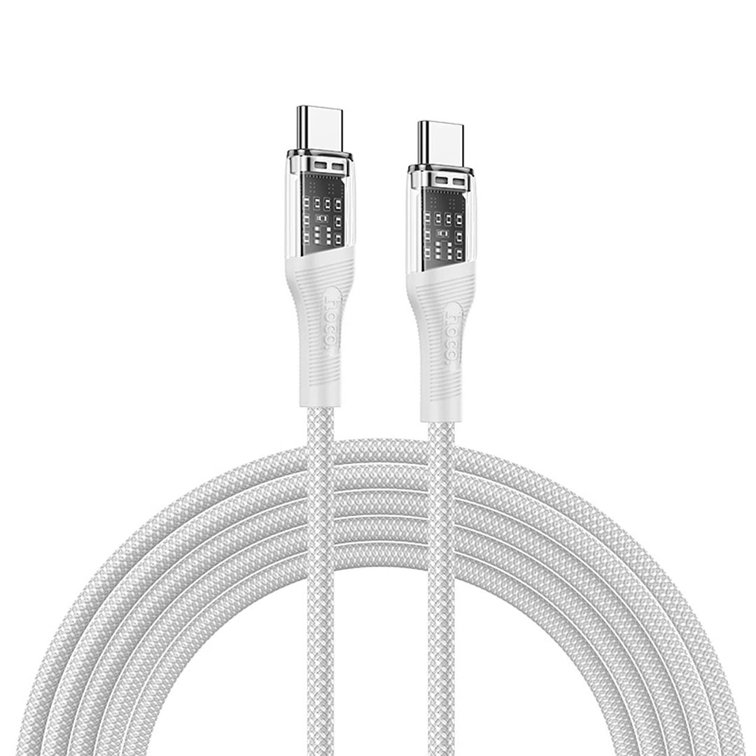 U111 كابل شحن تايب C إلى C إصدار شفاف 60 وات - رمادي