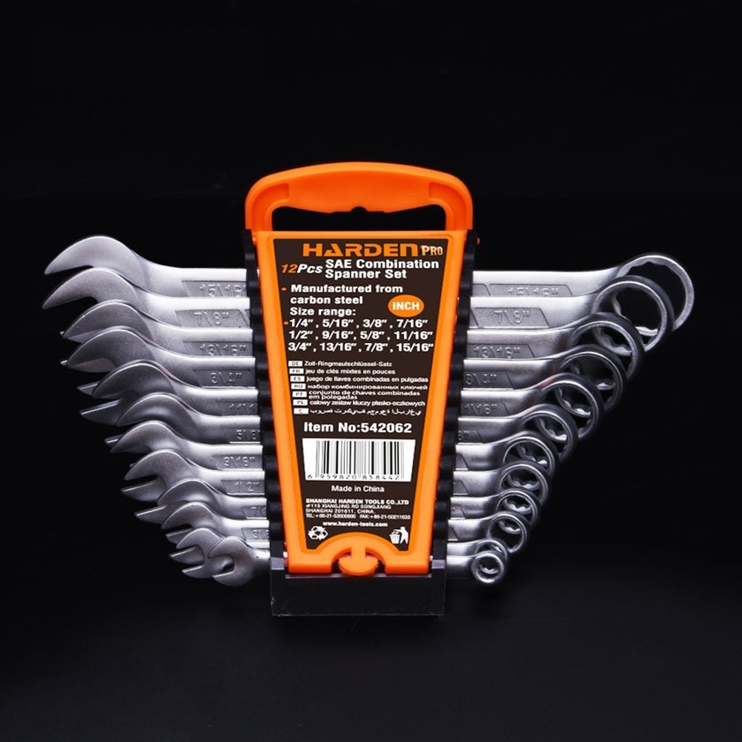 طقم مفتاح بلدي مشرشر من هاردن - 8 قطع - 5/16" الي 3/4" بوصة