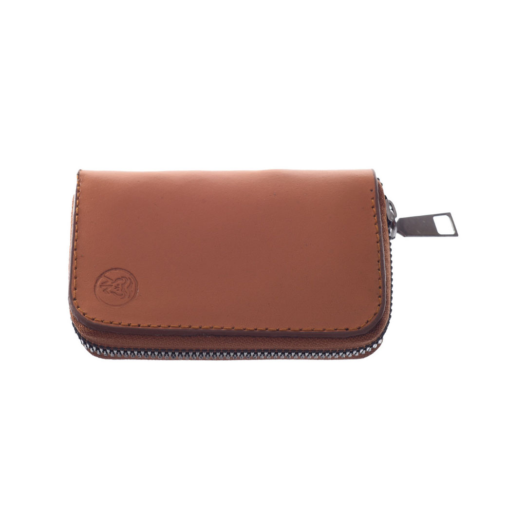 حامل بطاقات بسحاب جلد طبيعي