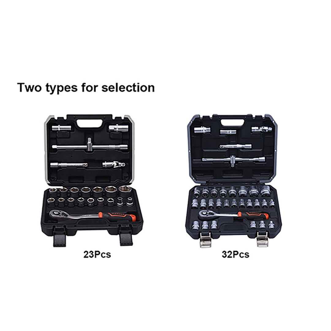طقم لقم رباط مسدسه مع شنطة فايبر من هاردن - 1/2 بوصة - 23 قطعة - 8 الي 32 ملم