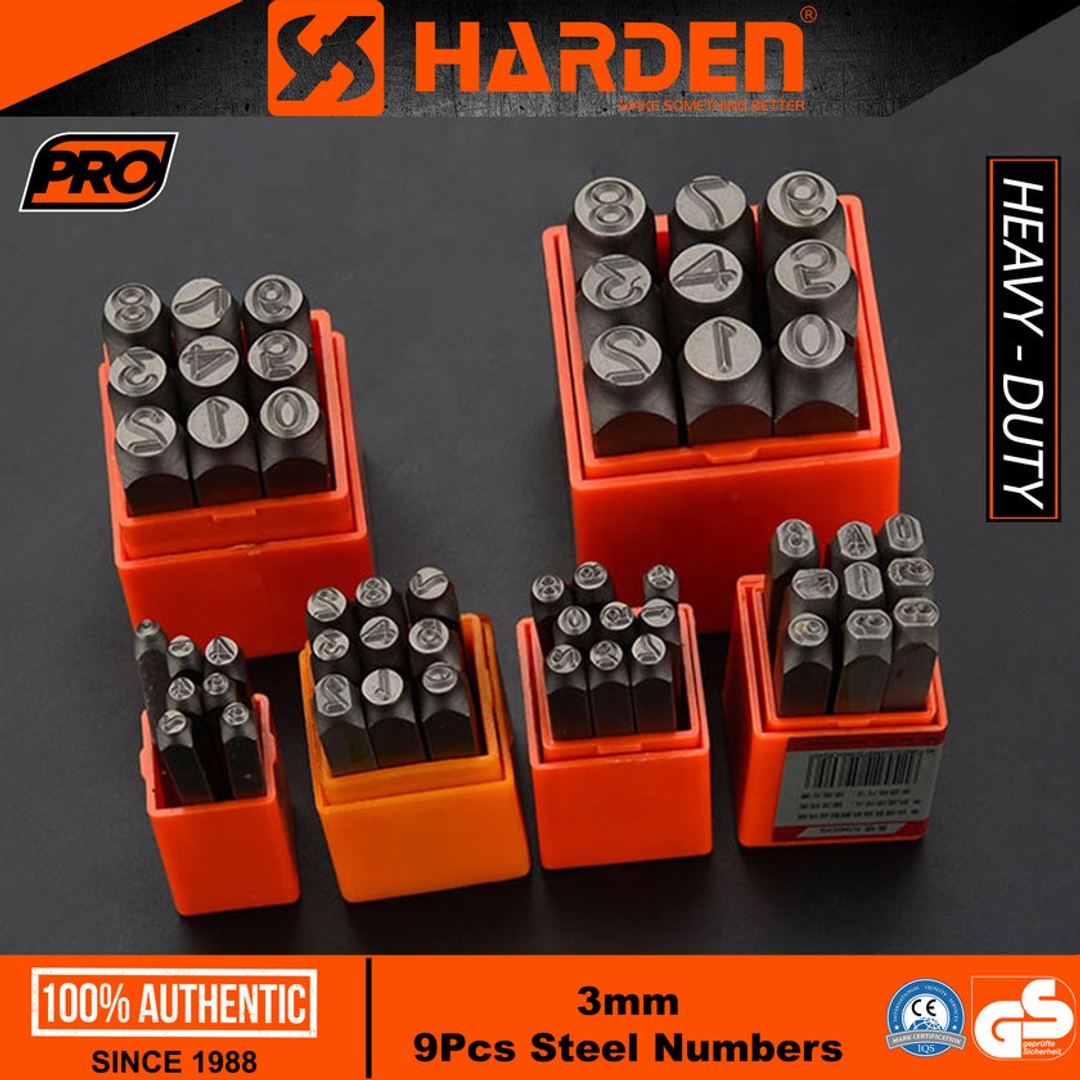 طقم ارقام دق من هاردن - 4 ملم - 9 قطع