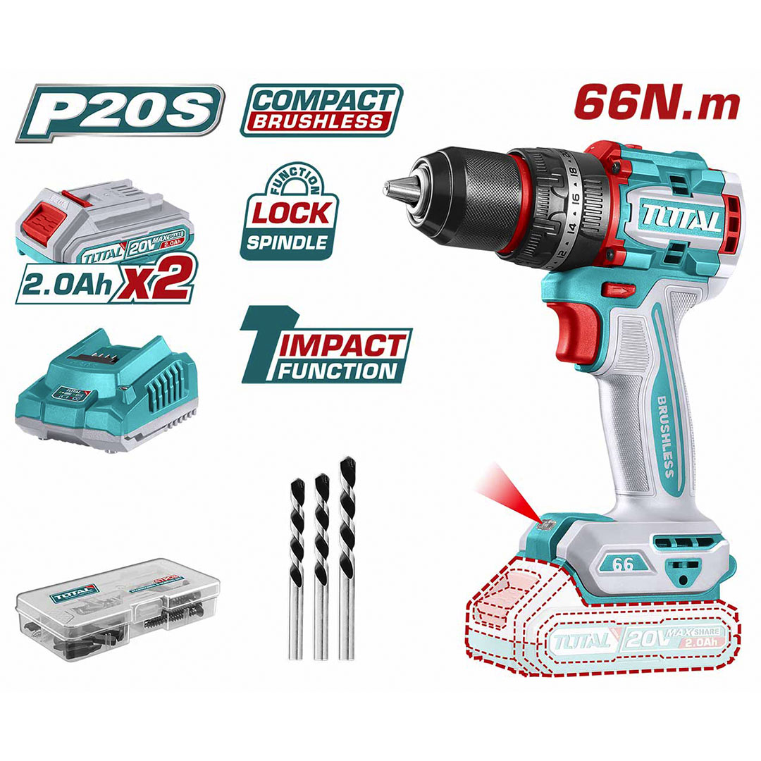 شنيور توتال مدمج ببطارية - 20 فولت - TIDLI20668