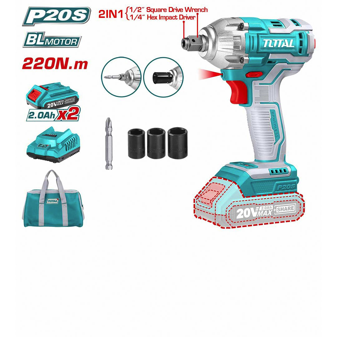 مفك عزم لاسلكي ببطارية - 220 نانومتر - 20 فولت - TIWLI20208