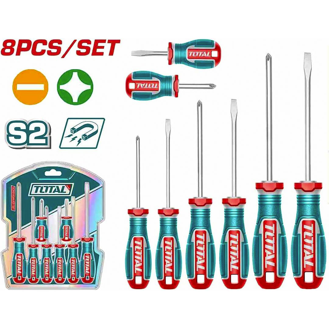 طقم مفكات من توتال - 8 قطع - TKSDS0826