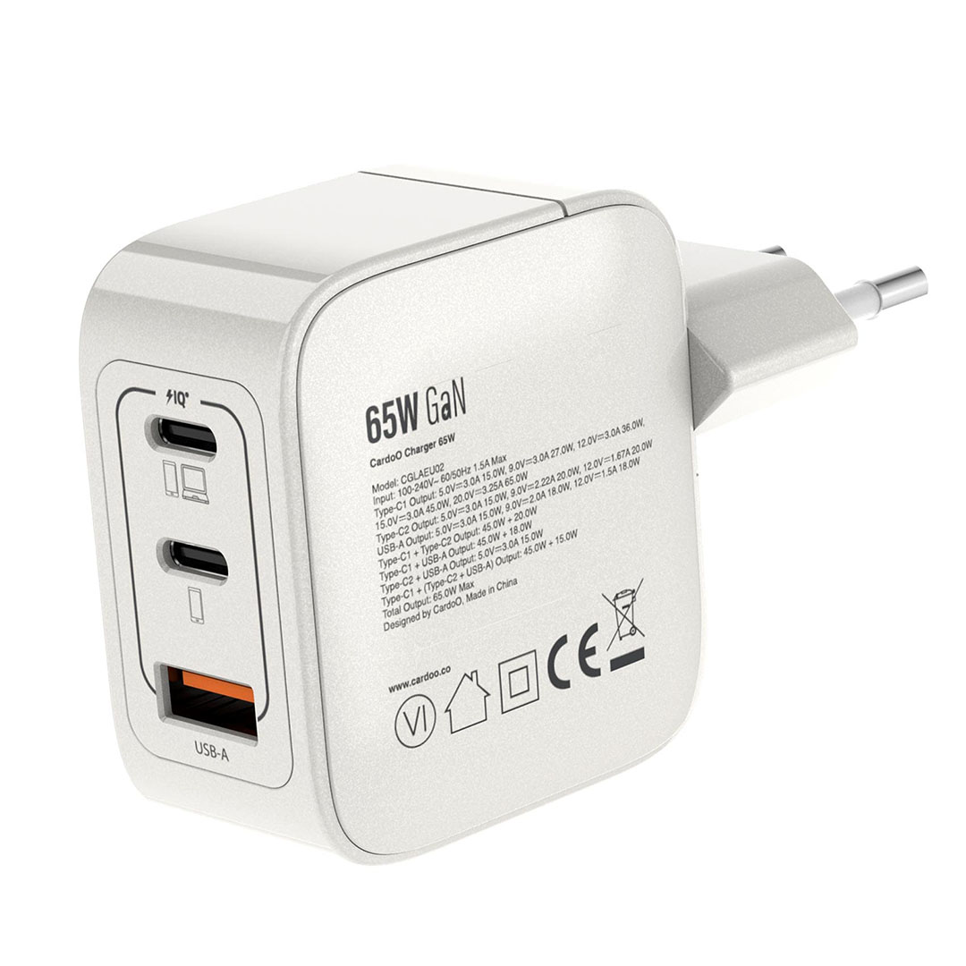 رأس شاحن كاردوو - 65 وات - أبيض