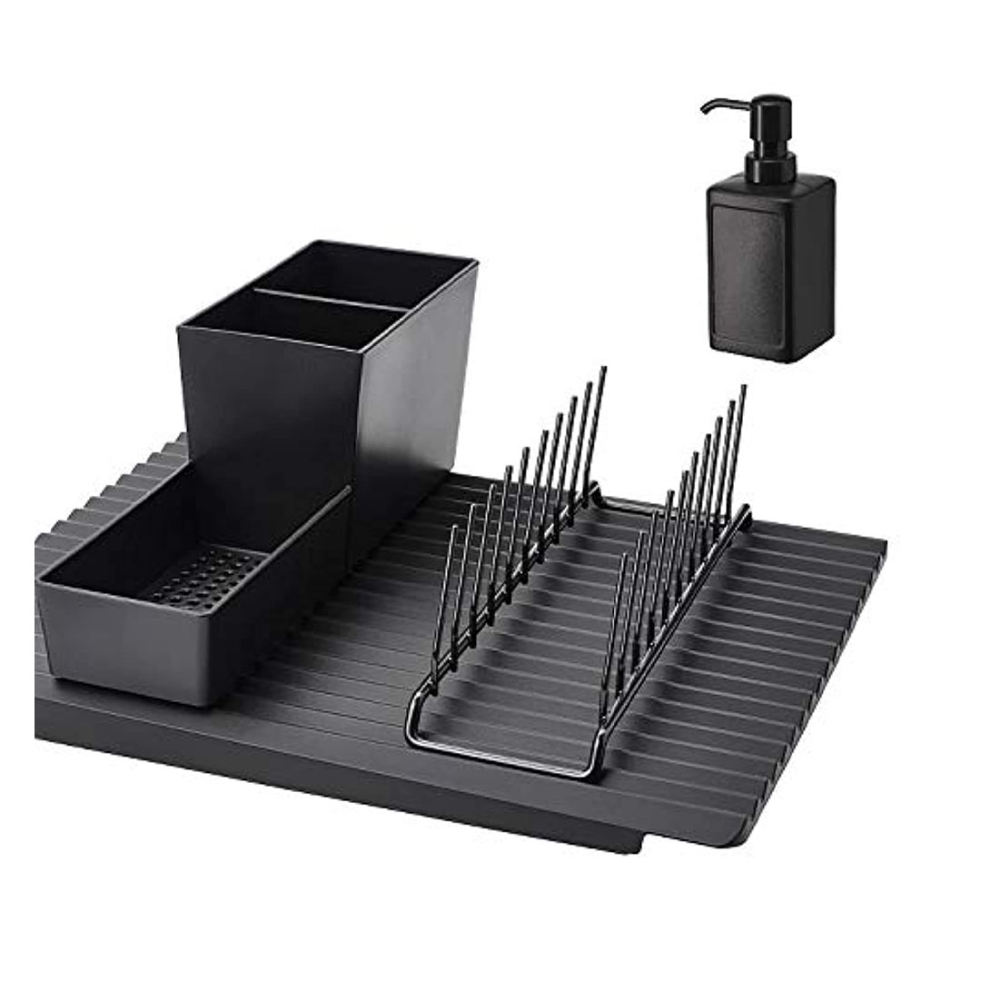 طقم ادوات مطبخ TSSP ايكيا - رف/حامل/موزع/صفاية - اسود