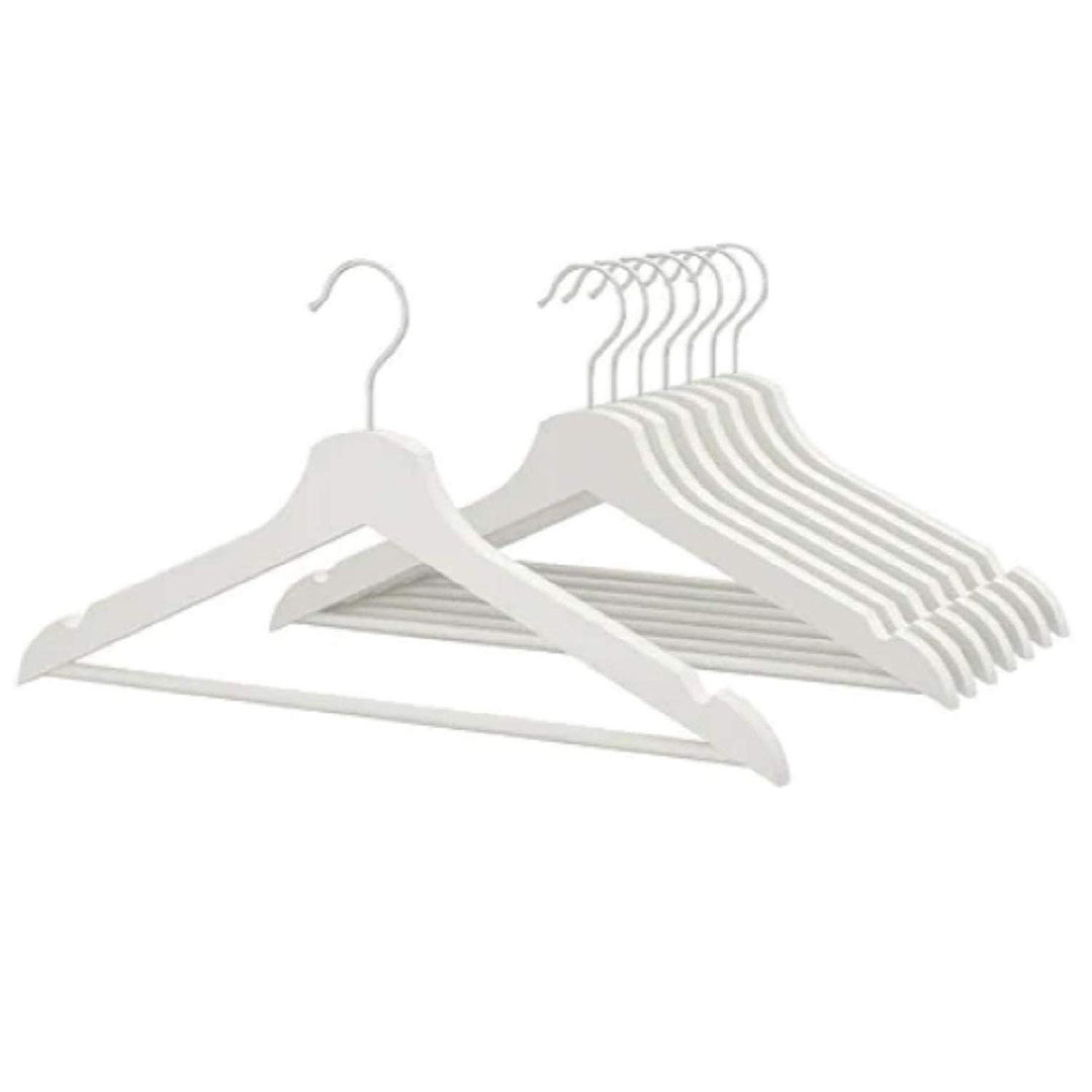 شماعة ملابس خشبية بوميرانج من ايكيا - 16 قطعة - أبيض