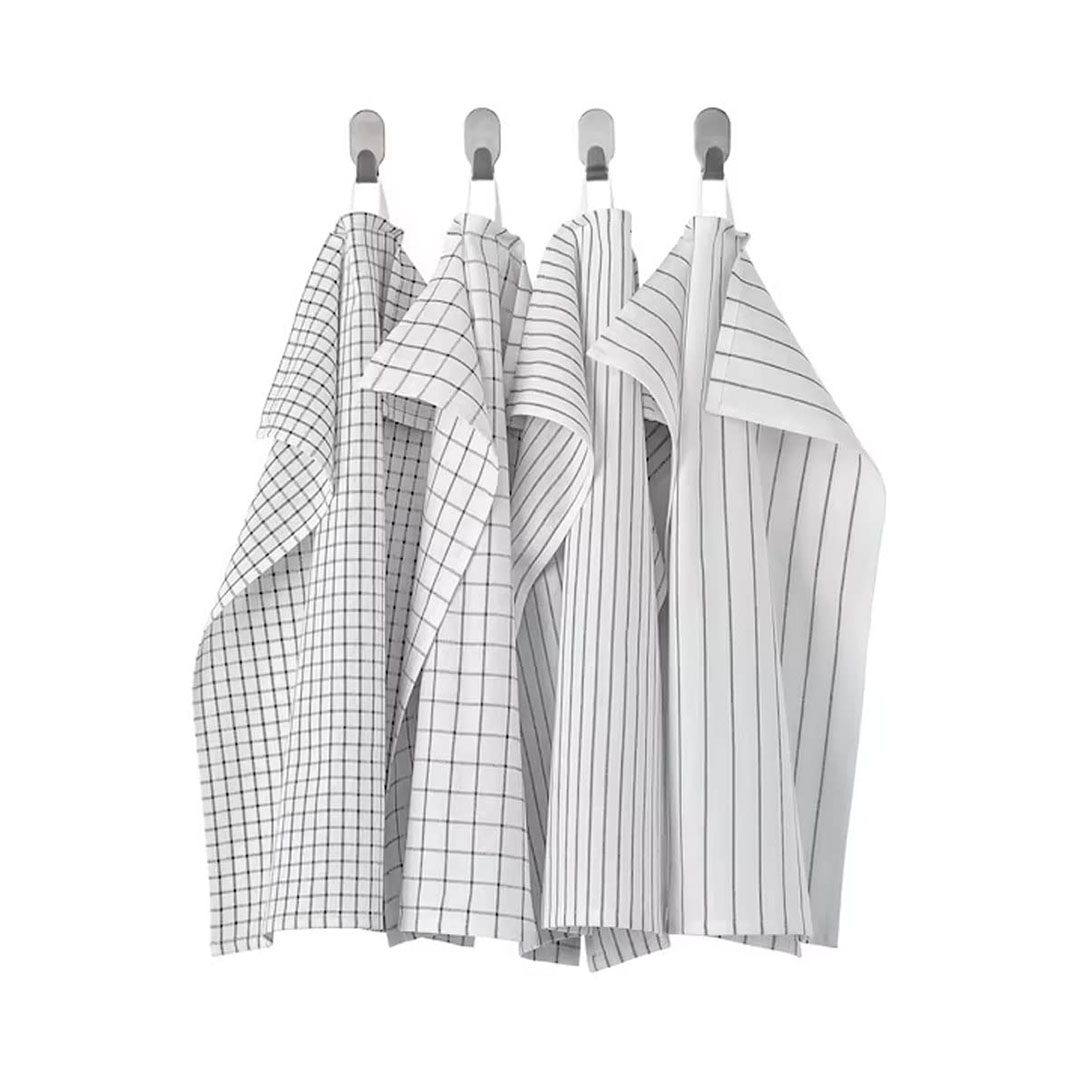 فوطة أطباق قطنية ايكيا - مجموعة 4 قطع 60x45 سم - أبيض/أخضر/رمادي