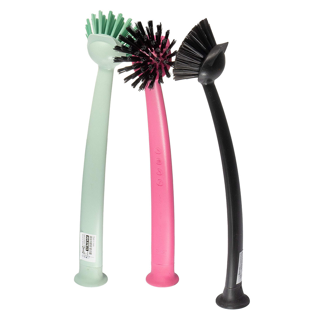 فرشاة رينيج لغسل الاطباق - 3 قطع - ايكيا - رمادي/وردي/اخضر