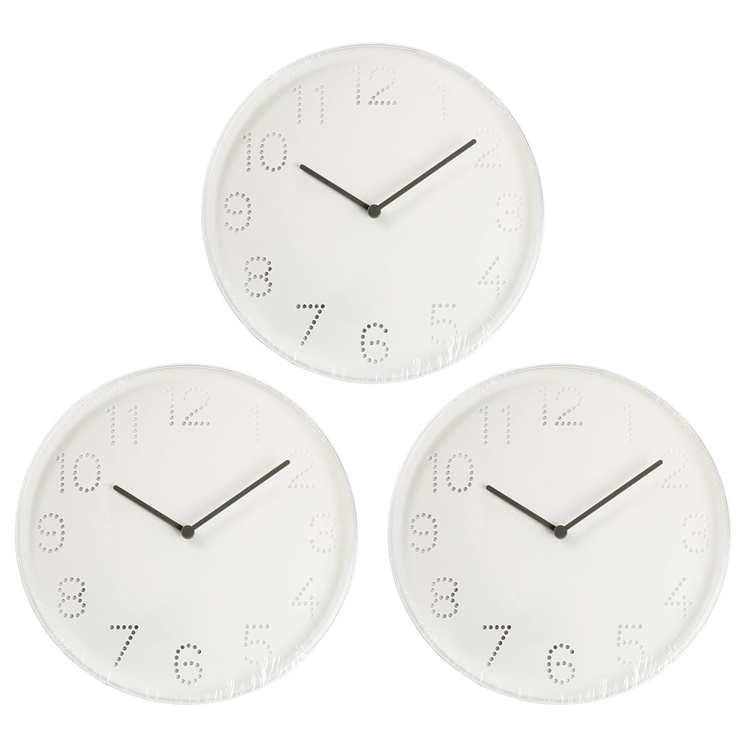 ساعات حائط مكتبية من تروما ايكيا - 25 سم - 3 قطع - أبيض