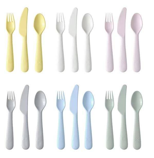 مجموعة أدوات مائدة بلاستيك ايكيا كالاس - 18 قطعة - متعدد الألوان