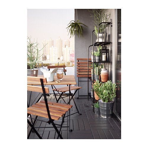 كرسي ايكيا خارجي خشب اكاسيا قابل للطي 2022.291714.1034 - أسود/رمادي/بني