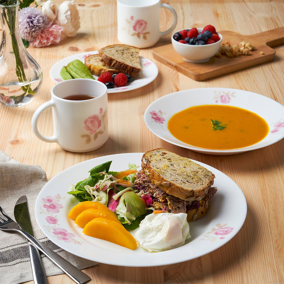 طقم عشاء KALASBRA من ايكيا - 16 قطعة - نقش زهور