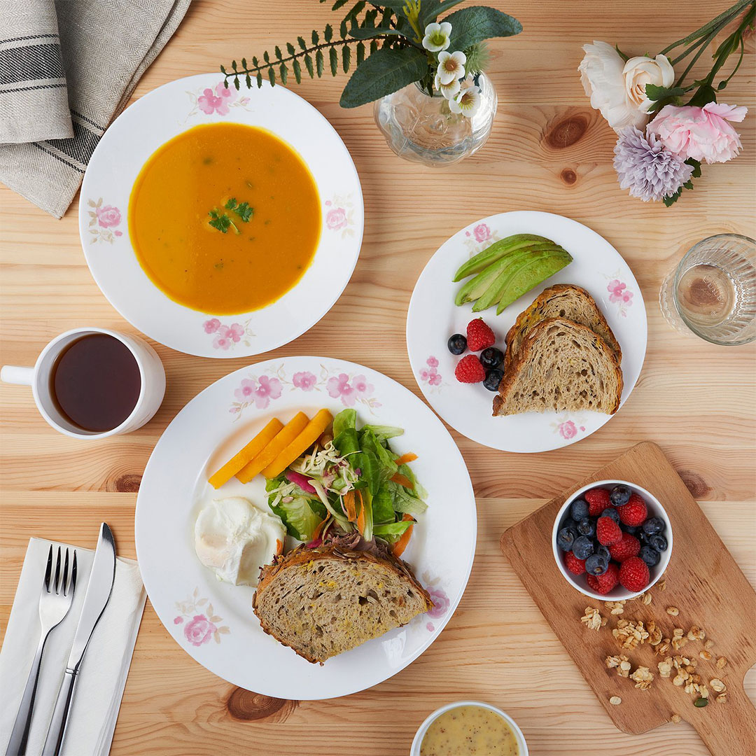 طقم عشاء KALASBRA من ايكيا - 16 قطعة - نقش زهور