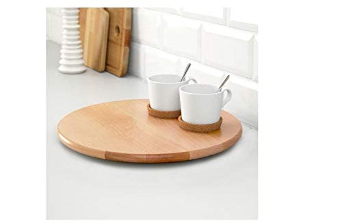 صينية تقديم دائرية دوارة - 39 سم - بني