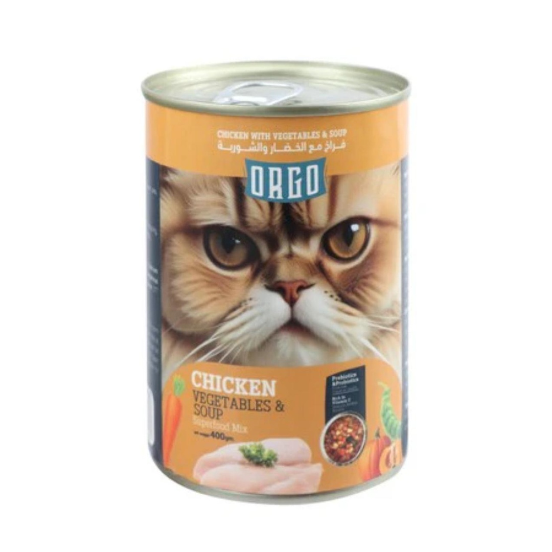 ويت فود للقطط من أورجو بالدجاج والخضروات مع مرقة - 400 جم