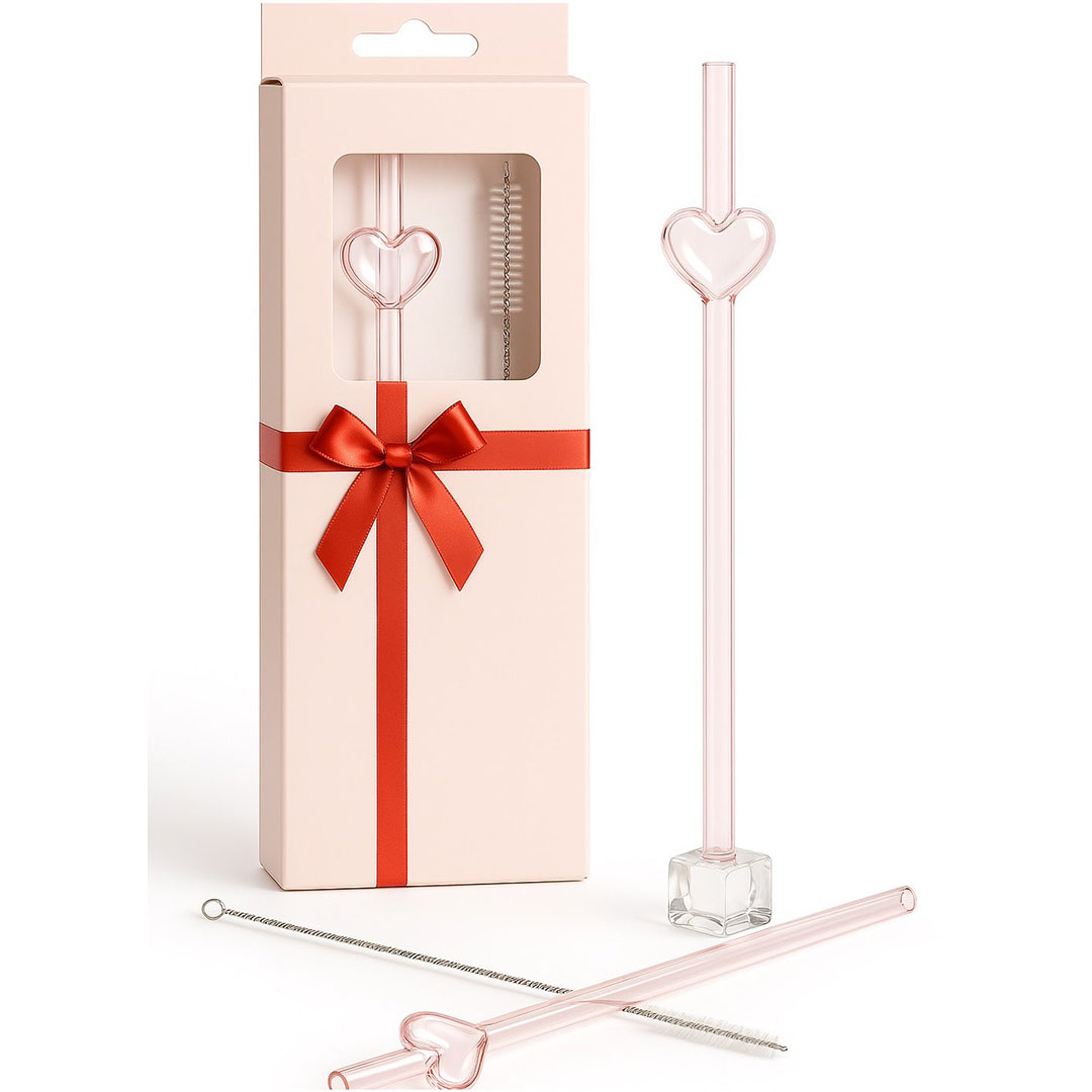 شاليموه زجاج ملونة على شكل قلب - 2 قطع شفاطة + 1 فرشاة