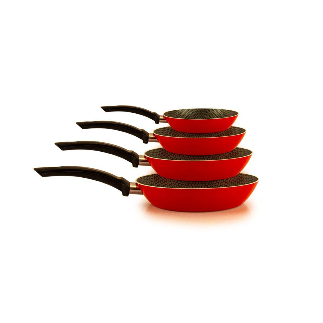 طقم حلل طهي من تروفال ألومنيوم - 4 قطع - أحمر